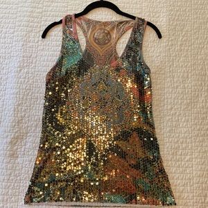 Body central sequin front tank.